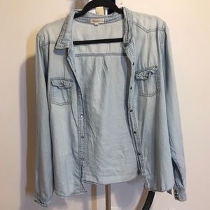 Button Up Long Sleeve Chambray Top